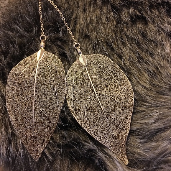 Vintage double gold leaf sparkle chain necklace - Picture 1 of 8